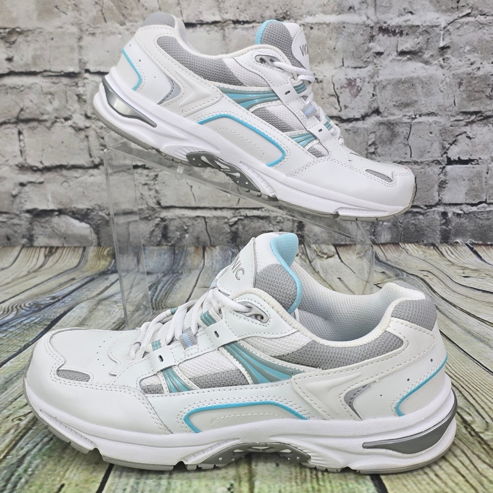 Vionic Walker Sneakers Women 9 White Blue Leather Mesh Orthopedic Walking Shoes - Picture 2 of 9